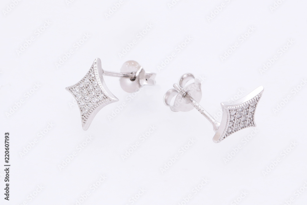 Fashion earring on white background Fashion earring on white background