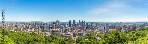 Panoramic skyline view from Mount Royal hill at the Montreal city in Canada photo