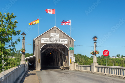 Entrance to the longest covered bridge of the World in Hartland - Canada photo