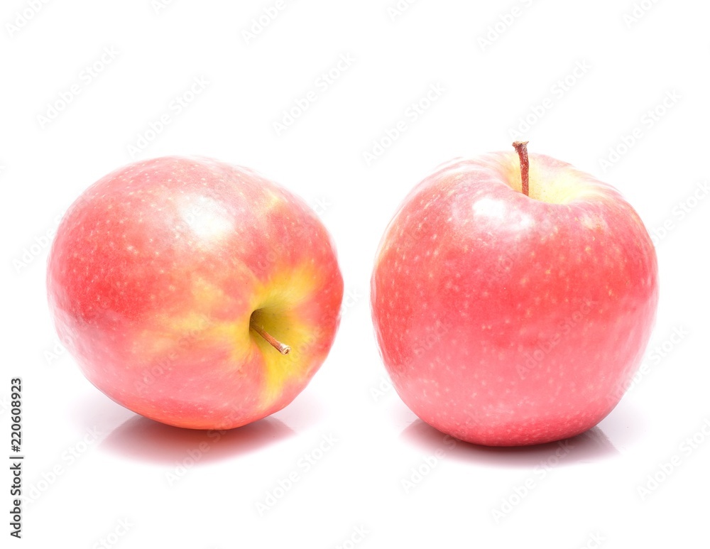 Pink Lady apples on white background Pink Lady apples on white background
