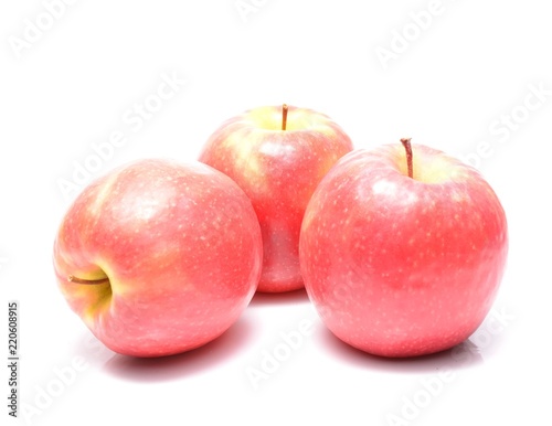 Pink Lady apples on white background
