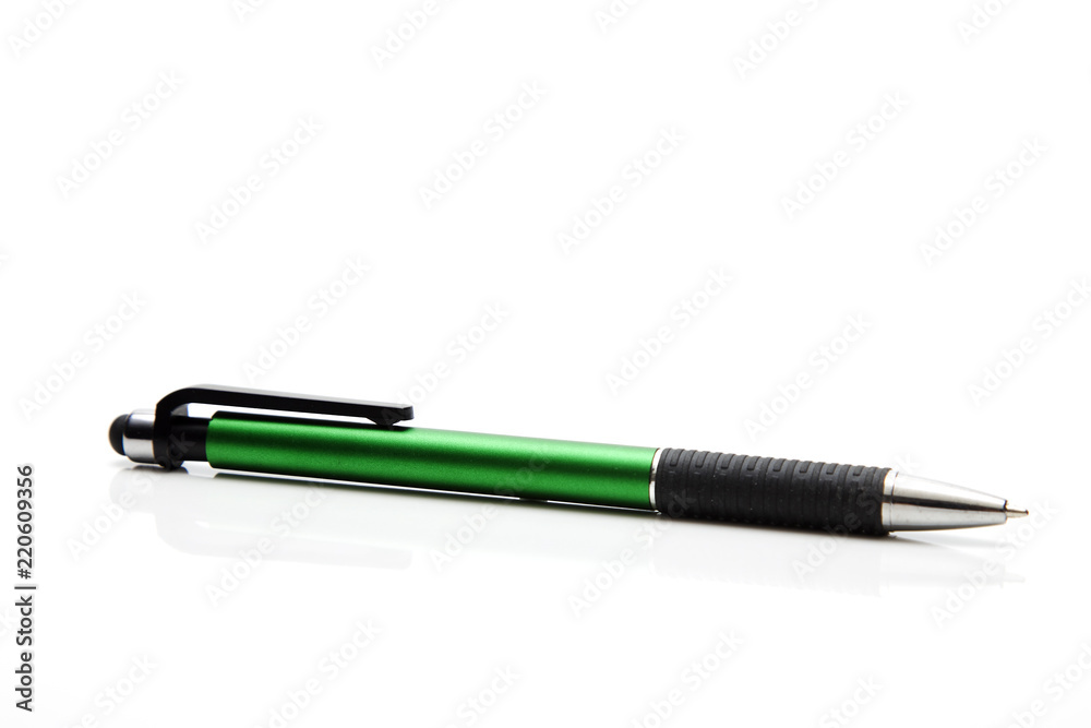 Green pen on white background Green pen on white background
