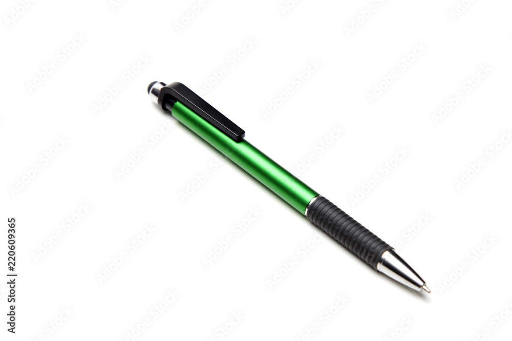 Green pen on white background Green pen on white background