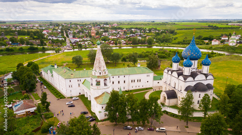 Aerial view of Cathedral of Nativity of Virgin in Suzdal Kremlin