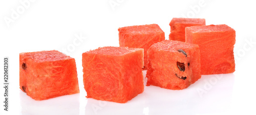 Watermelon dice on white background