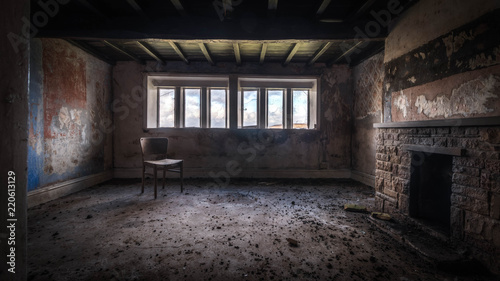 Old ruined abandoned house with a haunting atmosphere