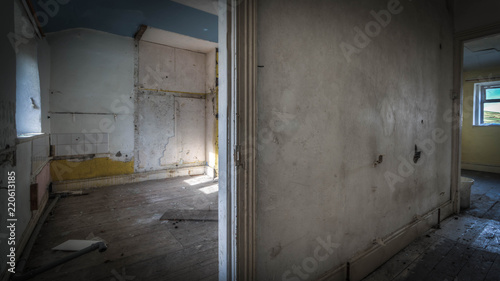 Old ruined abandoned house with a haunting atmosphere