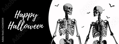 Couple of skeleton for halloween banner