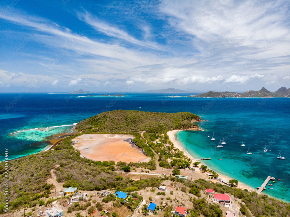 Top view of Caribbean island