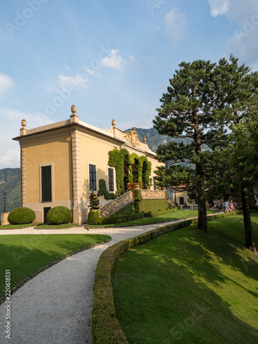 Balbianello, Italy - August, 2018: Beautiful garden and Villa del Balbianello at Como Lake, Italy