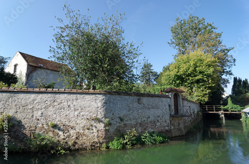 Grand Morin river in Crecy la Chapelle village  photo