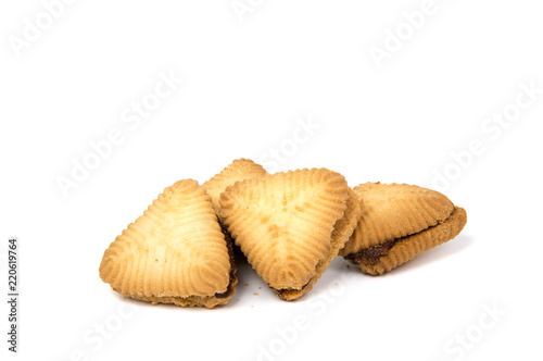 Shortbread biscuits isolated on white background