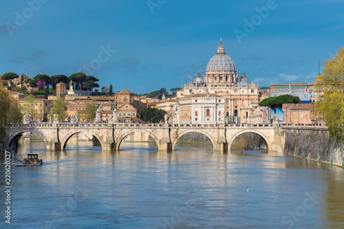 St. Peter's cathedral with bridge in Vatican, Rome, Italy.
