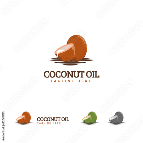 Coconut oil logo designs, Brown Coconut logo symbol