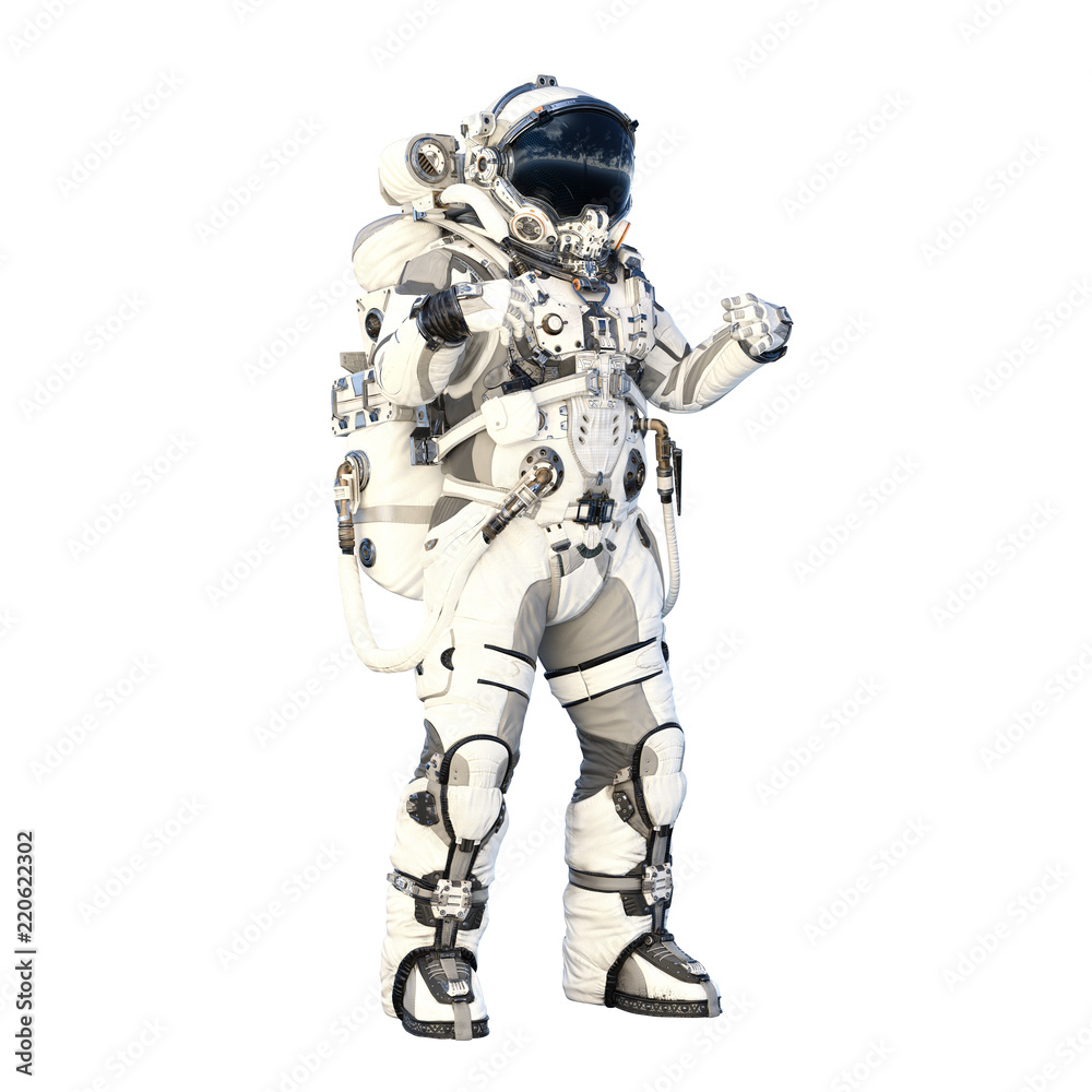 Astronaut on white. Mixed media