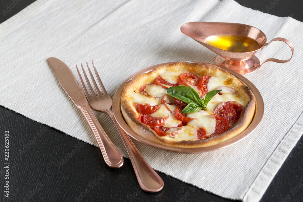 Traditional Italian dish, delicious pizza Margarita. Traditional Italian dish, delicious pizza Margarita.