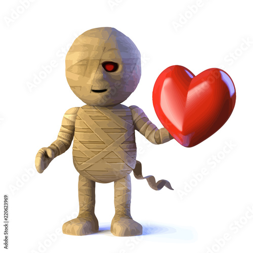 Vector 3d Egyptian mummy monster is in love