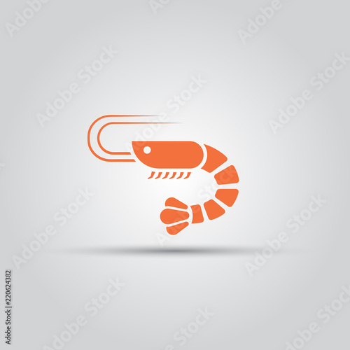 Shrimp isolated vector icon, seafood sign