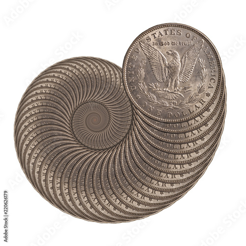 snail from a silver coins of a Morgan dollar
