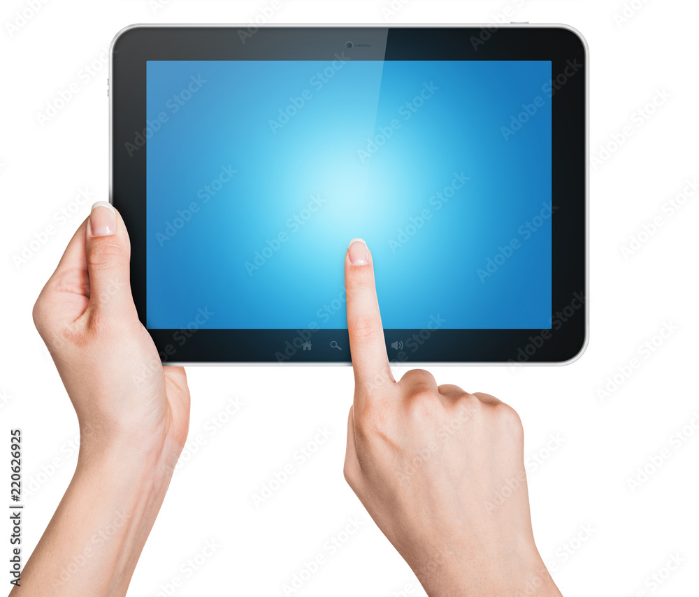 Blank tablet screen isolated on white Blank tablet screen isolated on white