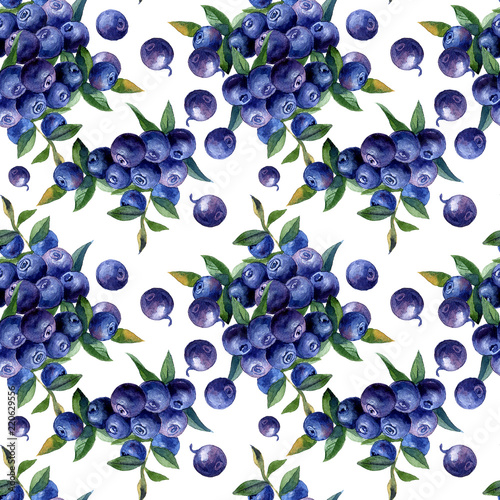 Hand painted watercolor seamless pattern berries and fruits