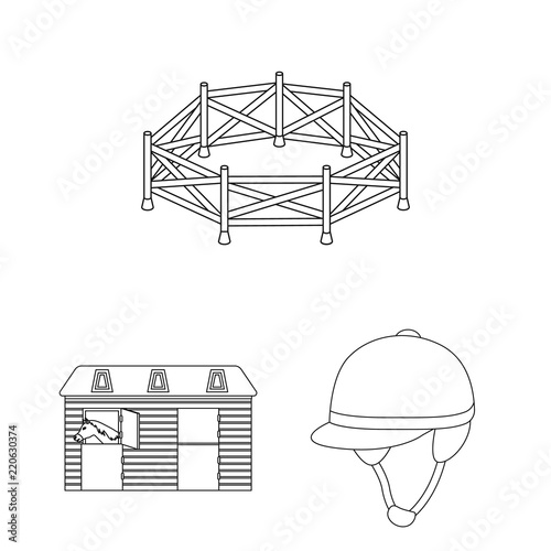 Hippodrome and horse outline icons in set collection for design. Horse Racing and Equipment vector symbol stock web illustration.