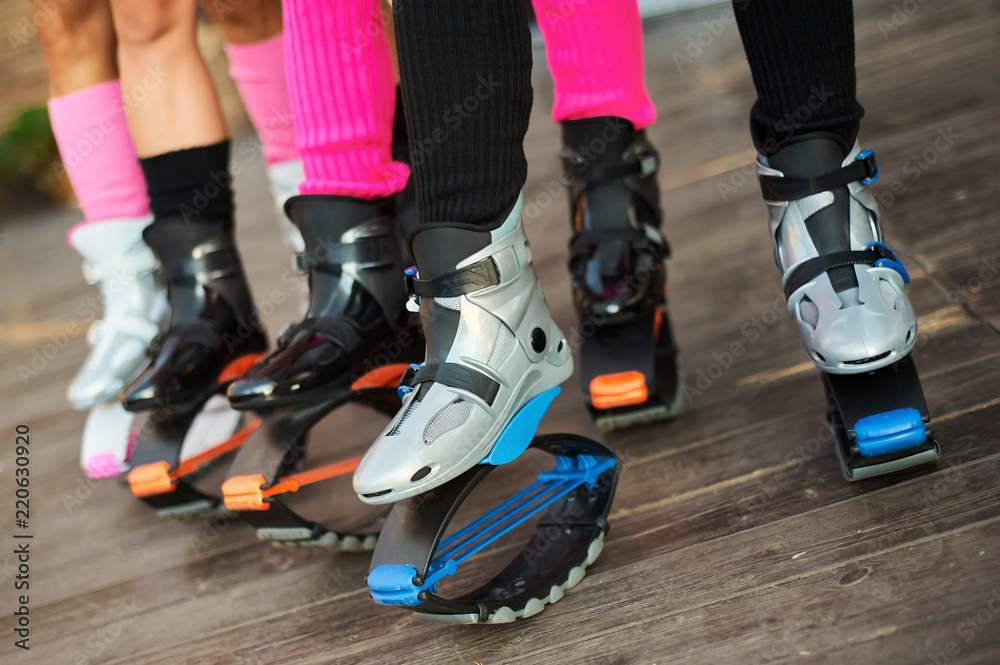 group of womens legs in kangoo jumps boots Stock Photo | Adobe Stock
