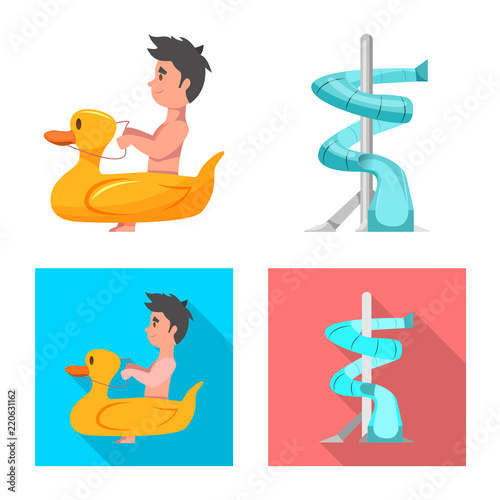 Vector design of pool and swimming sign. Collection of pool and activity stock vector illustration.