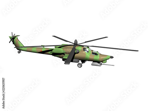 Militärischer Hubschrauber mit Bordkanone