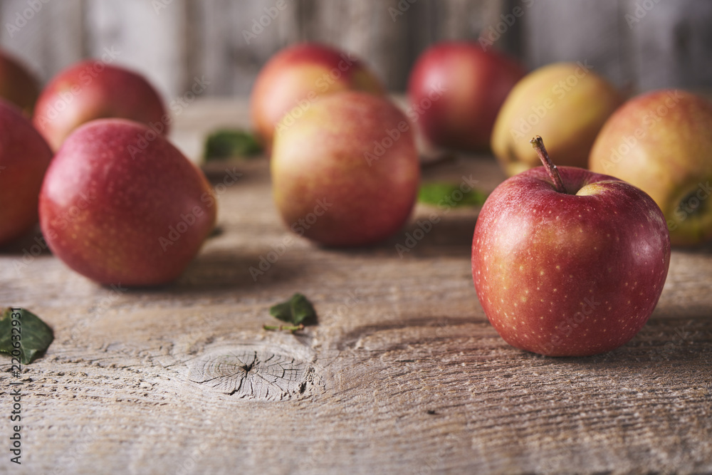 Fresh Juicy Ripe red apples on table Fresh Juicy Ripe red apples on table