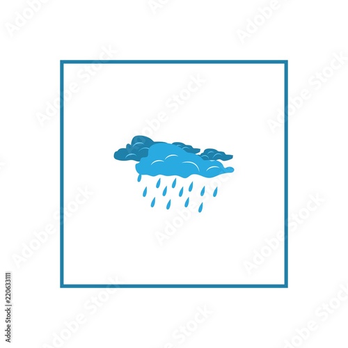 Shower sign. Weather icon. Meteorology symbol thunder stormy. Isolated icon bad weather. Design element. Monochrome symbol of gale. Template for weather forecast, card, etc. Vector illustration.