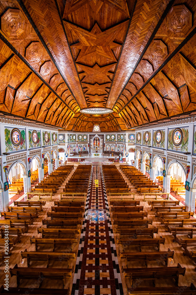 Apia, Samoa - SEPT 30 2016: Interior of the cathedral of the immaculate conception in Apia.