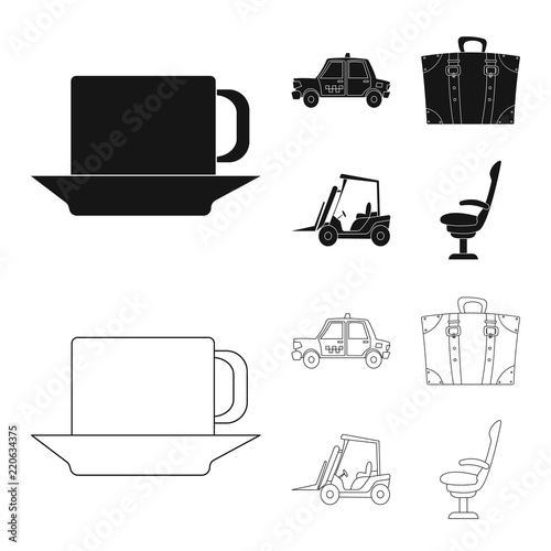 Vector design of airport and airplane sign. Set of airport and plane vector icon for stock.
