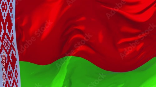 156. Belarus Flag Waving in Wind Slow Motion Animation . 4K Realistic Fabric Texture Flag Smooth Blowing on a windy day Continuous Seamless Loop Background. photo