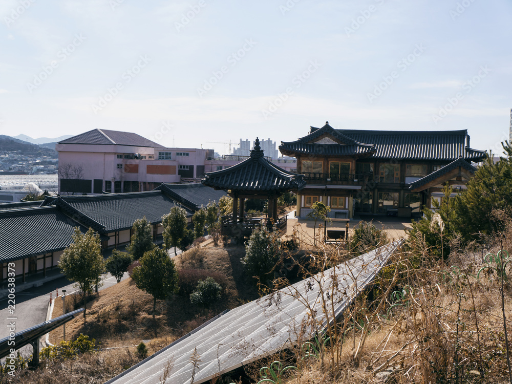 Asian houses in residential quarter of Yeosu city. South Korea Asian houses in residential quarter of Yeosu city. South Korea