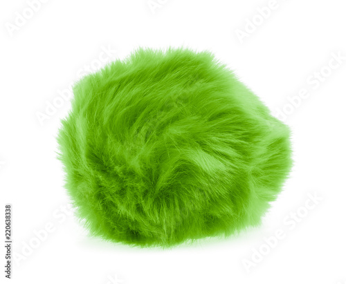 Foto Green Fur ball isolated on white background