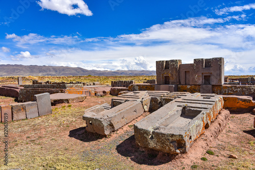Elaborate carving in megalithic stone at Puma Punku, part of the Tiwanaku  archaeological complex, a UNESCO world heritage site near La Paz, Bolivia.  Stock Photo | Adobe Stock