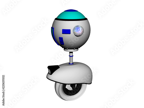 Cartoon Roboter auf einem Rad