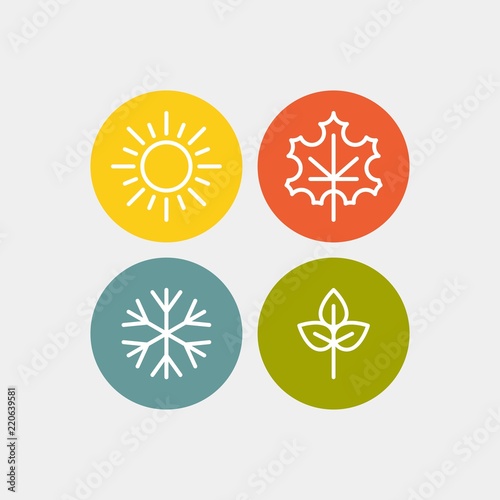 Seasons flat vector icons 