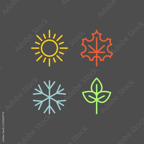 Seasons flat vector icons	