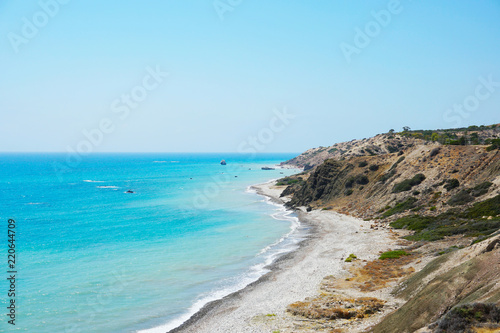 Beautiful seascape with bright blue clear sky and ultramarine sea in sunny summer day in Cyprus © Alex_Po