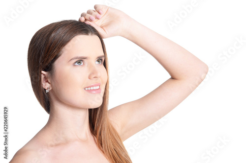 Wallpaper Mural Close up portrait of beautiful young woman with perfect skin Torontodigital.ca