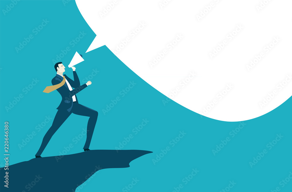 Fototapeta premium Businessman given a speech. Speech bubble for your text