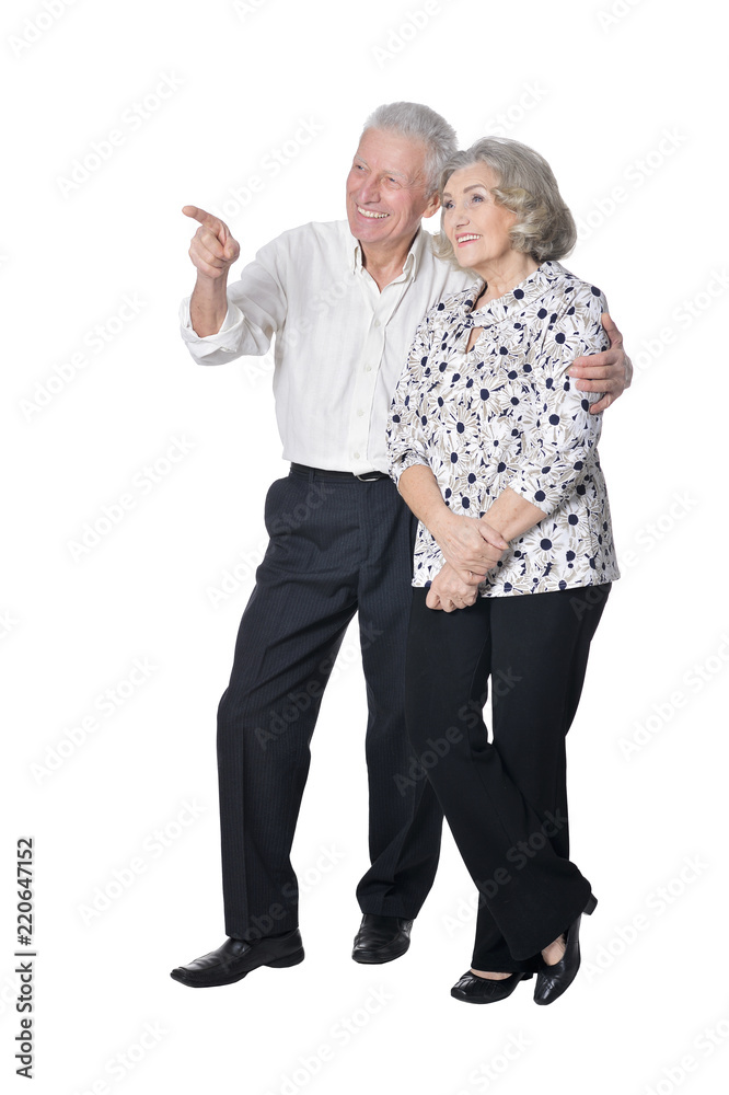 Portrait of beautiful senior couple posing  isolated
