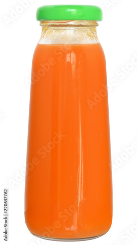Baby bottle with carrot juice isolated
