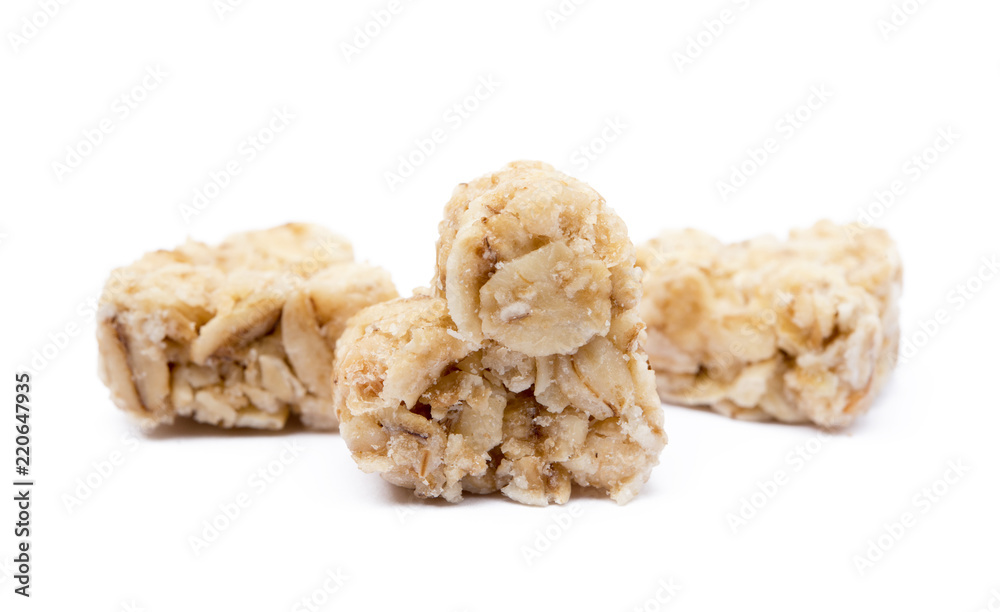 Oatmeal heart dessert isolated on white background Oatmeal heart dessert isolated on white background