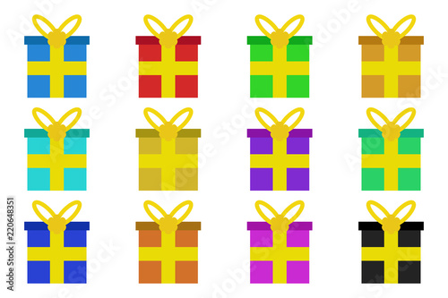 Regalos de diferentes colores para navidad. Stock Vector
