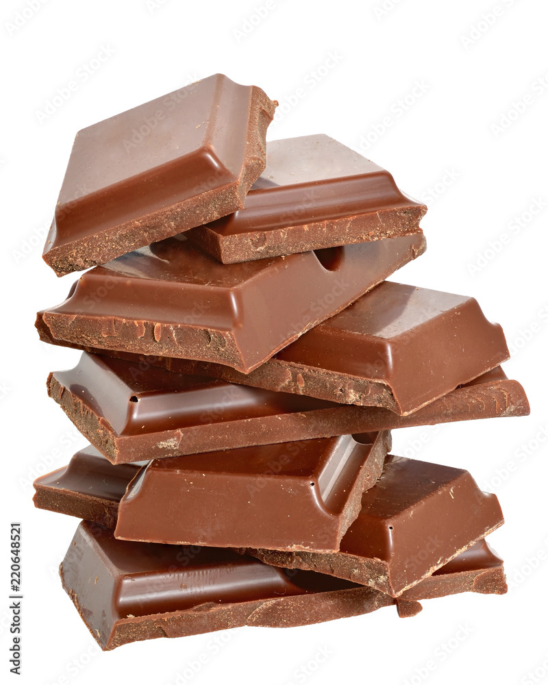 Cubes of chocolate isolated