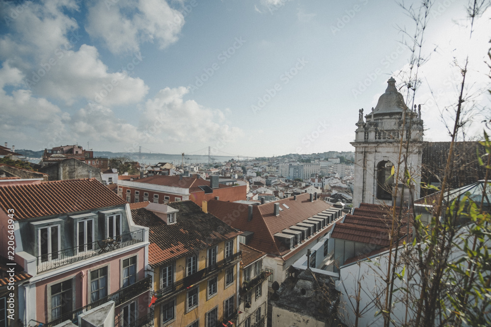 ﻿Bairro Alto from a Parking Rooftop, Lisbon, Portugal 