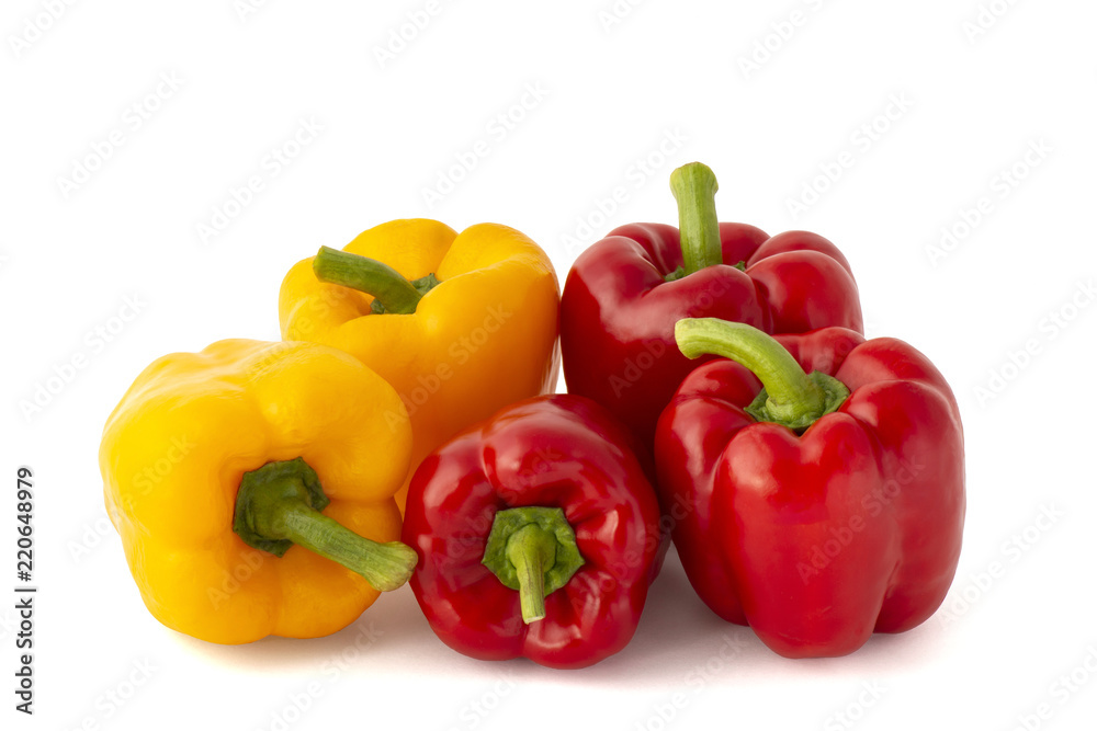 Sweet ripe Bulgarian red and yellow peppers